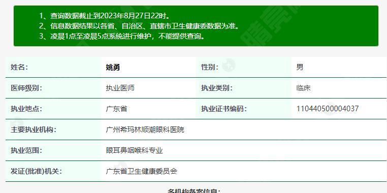 姚勇医生资质