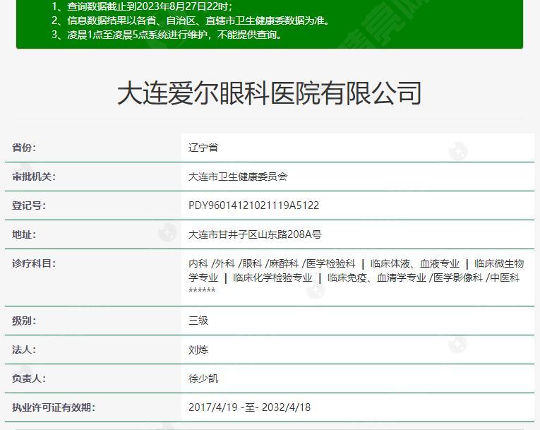大连爱尔眼科医院资质