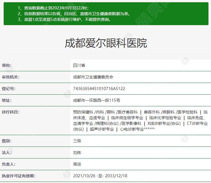 成都爱尔眼科医院资质