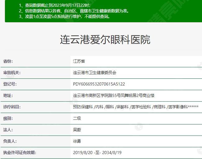 连云港爱尔眼科医院资质