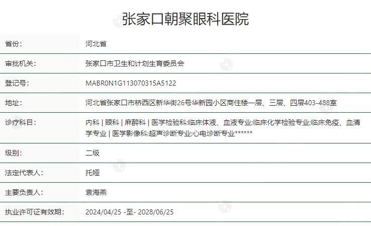 谁知道张家口朝聚眼科医院靠谱吗？它在当地眼科治疗领域口碑超棒！