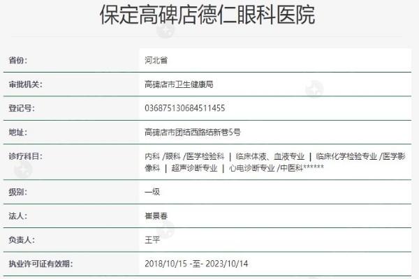 保定德仁眼科医院（高碑店）怎么样？查看医院资质和特色服务亮点