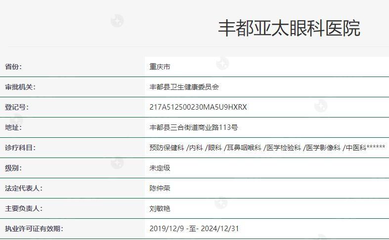 劲爆！重庆丰都亚太眼科医院正规吗？良好口碑赢得患者信赖！